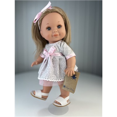 Кукла Бетти, длинные волосы, в сером платье, 30 см , арт. 31200