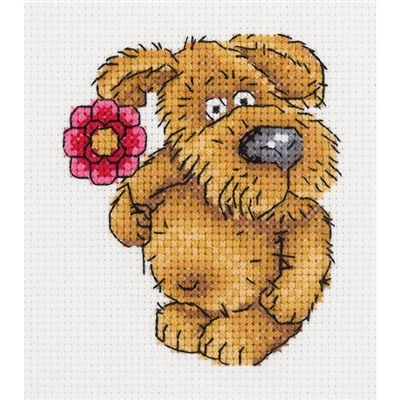 Набор для вышивания «Пёсик с цветочком» 10 × 11 см