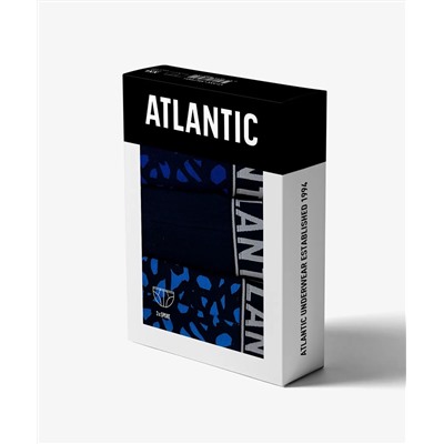Мужские трусы слипы спорт Atlantic, набор 3 шт., хлопок, голубые + темно-синие, 3MP-151