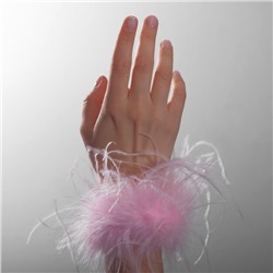 Браслета-манжета "Роскошь" перья, цвет розовый, 24 см