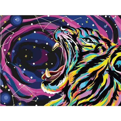 Алмазная мозаика с полным заполнением на подрамнике «Звёздный тигр», 30 × 40 см