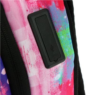 Рюкзак молодёжный deVENTE Red Label Love, 39 х 30 х 17 см, эргономичная спинка + usb и аудио выход, розовый, зелёный