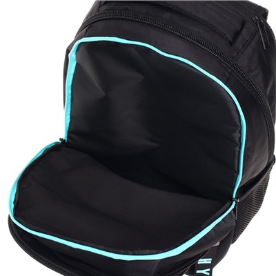 Рюкзак школьный Hatber Sreet Hype Mint, 42 х 30 х 20 см, эргономичная спинка, чёрный, синий
