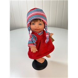 Кукла Джестито "Инфант", 18 см, в красном сарафане, улыбается, арт. 10000U-14