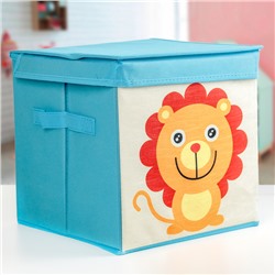 Короб стеллажный для хранения с крышкой «Львёнок», 25×25×25 см, цвет МИКС
