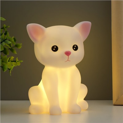 Ночник "Котёнок" LED от батареек 3хLR44 белый 6х9х12 см