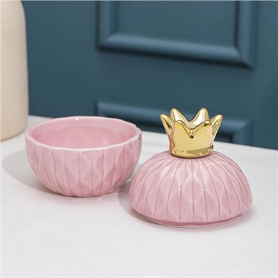 Банка для сыпучих продуктов Доляна «Золотая корона», 130 мл, цвет розовый