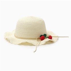 Шляпа для девочки "Ягодка" MINAKU, р-р 52, цв.молочный