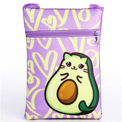 Детский подарочный набор "AVOmeow": сумка + значок, цвет сиреневый