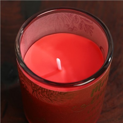 Новогодняя свеча в стакане «Тепло внутри, сказочно снаружи», аромат ягоды, 5 х 5 х 6 см