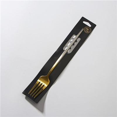 Вилка столовая из нержавеющей стали Magistro «Фолк», d=22 см, цвет золотой, серебряная ручка