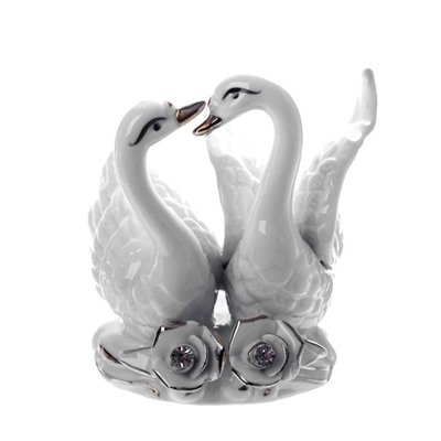 Сувенир "2 лебедя с розами" со стразами 9,5х10х7 см