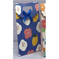 Пакет подарочный (M) "Big flowers", blue (19x 9 x 27)