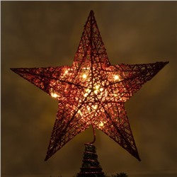 Светодиодная верхушка на ёлку «Звезда красная» 25 см, 20 LED, батарейки CR2032х2, свечение тёплое белое