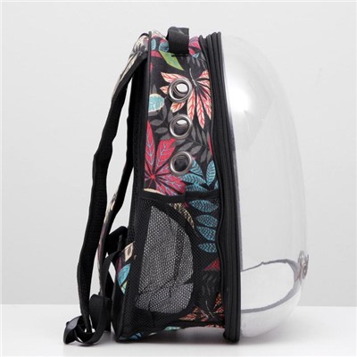 Рюкзак для переноски животных "Разноцветная листва", прозрачный, 31 х 28 х 42 см