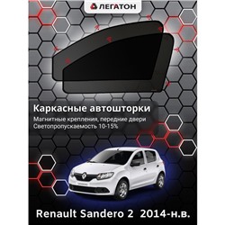 Каркасные автошторки Renault Sandero 2, 2014-н.в., передние (магнит), Leg0487
