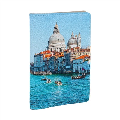Обложка для автодокументов с принтом Eshemoda «Венеция Центральный канал», натуральная кожа