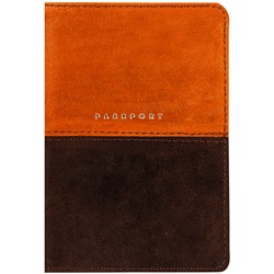 Обложка для паспорта OfficeSpace "Duo", кожа, осень+коричневый, тиснение фольгой