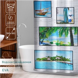 Штора для ванны Доляна «Пляж», 180×180 см, EVA