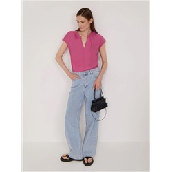 Блузка прямого кроя  цвет: Фуксия B2855/escape | купить в интернет-магазине женской одежды EMKA