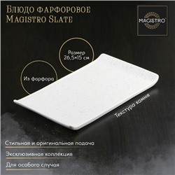 Блюдо фарфоровое для подачи Magistro Slate, 26,5×15 см, цвет белый