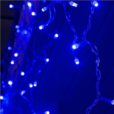 Гирлянда «Бахрома» 3 × 0.6 м, IP44, УМС, прозрачная нить, 160 SMD-LED, свечение синее, 220 В