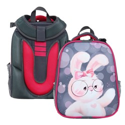 Рюкзак каркасный Probag "Зайчик", 38 х 30 х 16 см, эргономичная спинка, серый, розовый