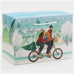 Пакет-коробка «Новый год вместе», 28 × 20 × 13 см