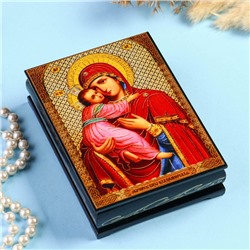 Шкатулка «Божья Матерь Владимирская»  10×14 см, лаковая миниатюра