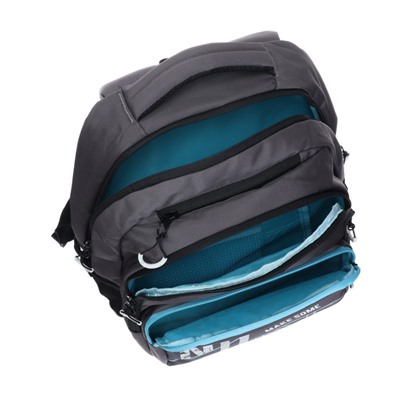 Рюкзак молодёжный Grizzly, 45 х 32 х 23 см, эргономичная спинка, серый, голубой