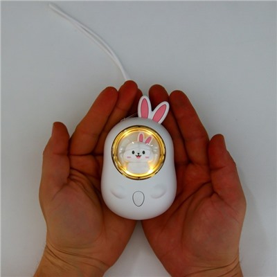 Ночник с грелкой для рук "Зайчик" LED USB бело-розовый 8х5х11,8 см