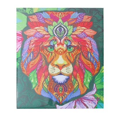Алмазная мозаика с полным заполнением на подрамнике «Яркий лев», 40 × 50 см