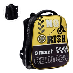 Рюкзак каркасный Hatber Ergonomic Classic "Без риска", 37 х 29 х 17 см, чёрный, жёлтый