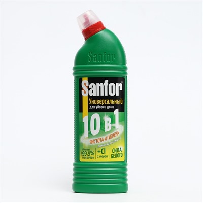 Универсальное чистящее средство Sanfor "Лимонная свежесть", 10 в 1, 750 мл