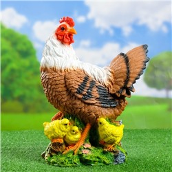 Садовая фигура "Курица с цыплятами" большая 30х17х42см