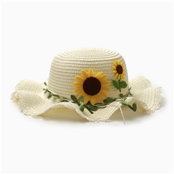 Шляпа для девочки "Подсолнухи" MINAKU, р-р 52, цв.молочный