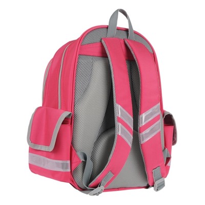 5-851 Рюкзак школьный, 2 отдела на молнии, цвет розовый 41х31х13,5см