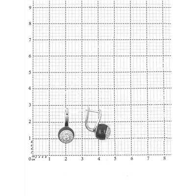 Серьги из родированного серебра с куб.цирконием и керамикой 925 пробы CTX-E076-3