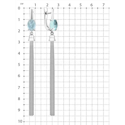 Серьги из родированного серебра с пл.кварцем цв. Sky Топаз 925 пробы С-2301-7рк102