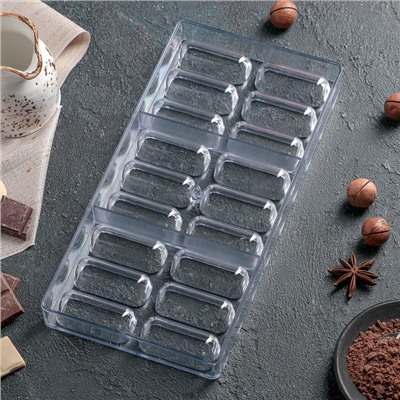 Форма для шоколада и конфет KONFINETTA «Батончик», 28×14 см, 18 ячеек, цвет прозрачный