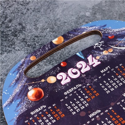 Доска разделочная Доляна «Пусть мечты сбываются, Календарь 2024», символ года, 29,2×21×0,6 см