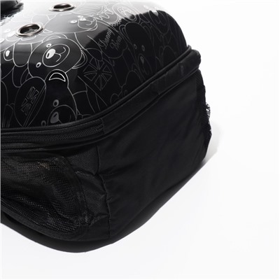Рюкзак для переноски животных с окном для обзора "Медвежата", 32 х 26 х 44 см, чёрный