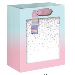 Пакет подарочный «Rainbow glitter», blue-pink (18*23*10)