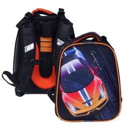 Рюкзак каркасный Stavia "Скорость", 38 х 30 х 16 см, эргономичная спинка, чёрный, оранжевый