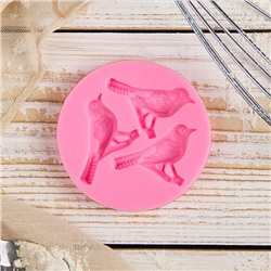 Силиконовый молд Доляна «Три птицы», 6,5×1,1 см, цвет розовый