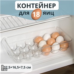 Контейнер для хранения яиц RICCO, 18 ячеек, 32,5×16,5×7,5 см