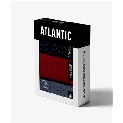 Мужские трусы слипы классика Atlantic, набор 3 шт., хлопок, темно-синие + красные + серые, 3MP-101/05