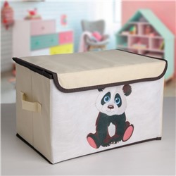 Короб стеллажный для хранения с крышкой «Малыш панда», 38×25×24 см