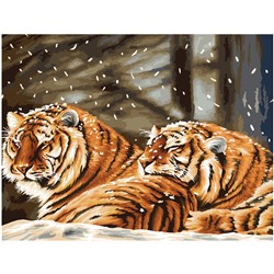 Картина по номерам на холсте ТРИ СОВЫ "Тигриная любовь", 40*50, с акриловыми красками и кистями