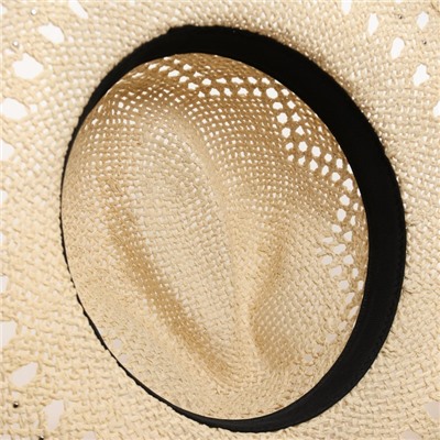 Шляпа женская с декором MINAKU цвет молочный, р-р 56-58